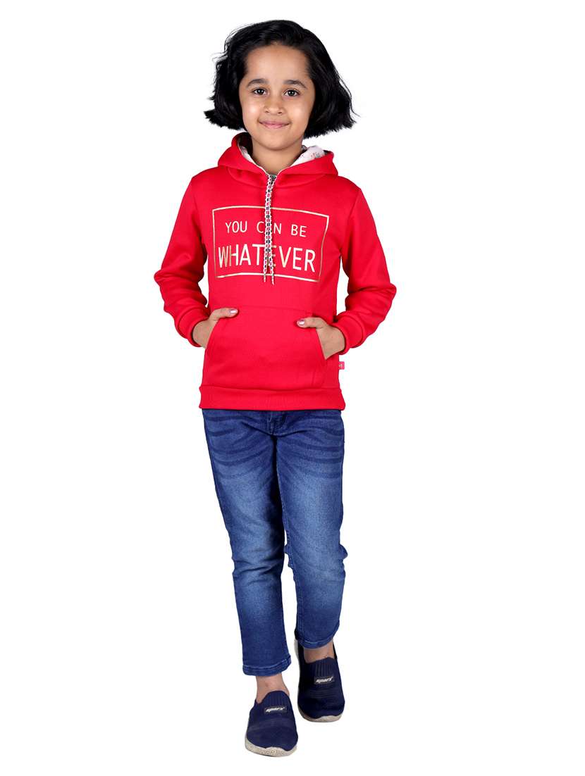 girls printed long sleeve regular fit shooded weatshirt - 22041062 - Standard Image - 2
