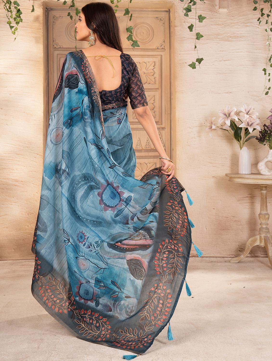 women printed casual wear saree with blouse - 22041080 - Standard Image - 2