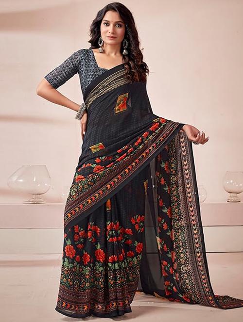 women printed casual wear saree with blouse - 22041092 - Standard Image - 0