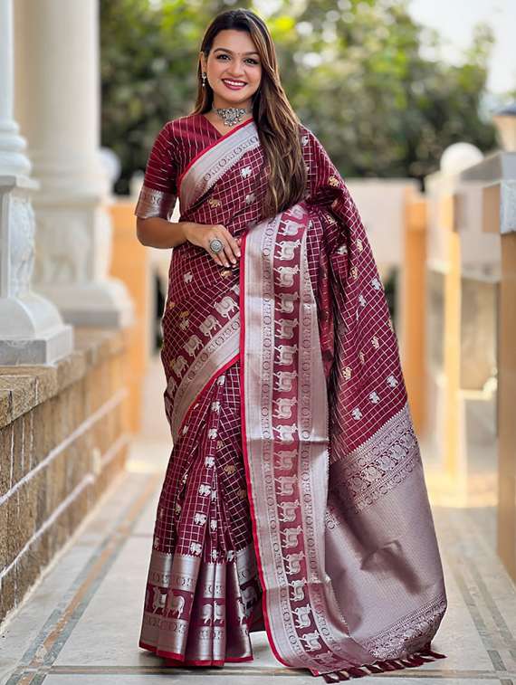 women self design banarasi saree with blouse