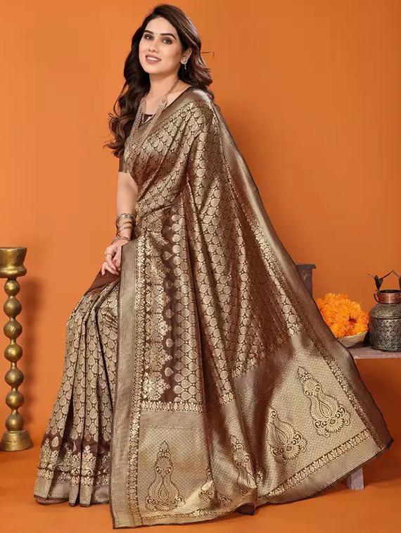 women self design banarasi saree with blouse - 22041118 - Standard Image - 2