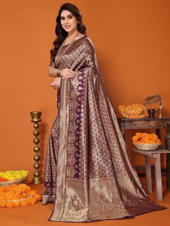 women self design banarasi saree with blouse - 22041123 - Standard Image - 2