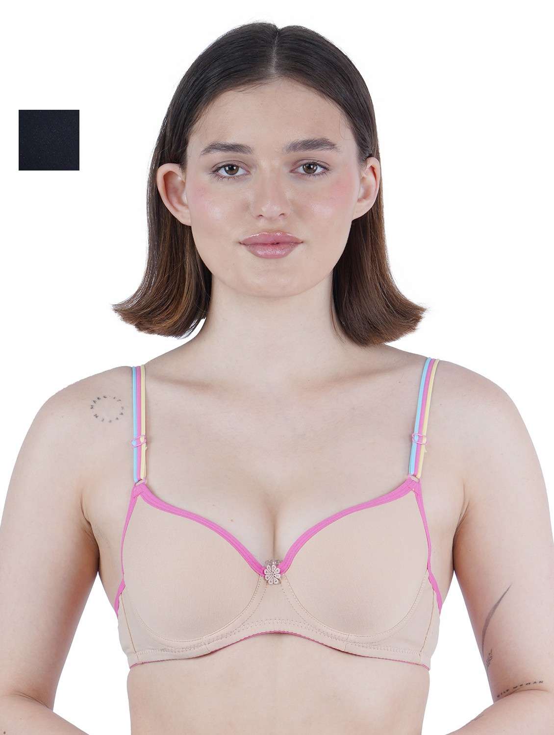 multi colored cotton push up bra