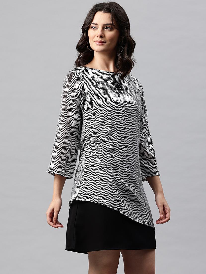 women printed long sleeve a-line dress - 22041298 - Standard Image - 2
