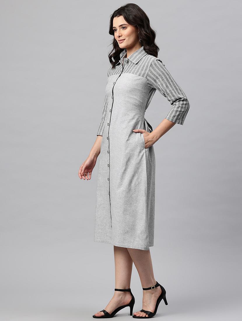 women striped collared shirt dress - 22041302 - Standard Image - 2