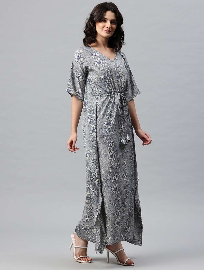 women printed kimono sleeve kaftan dress - 22041308 - Standard Image - 2