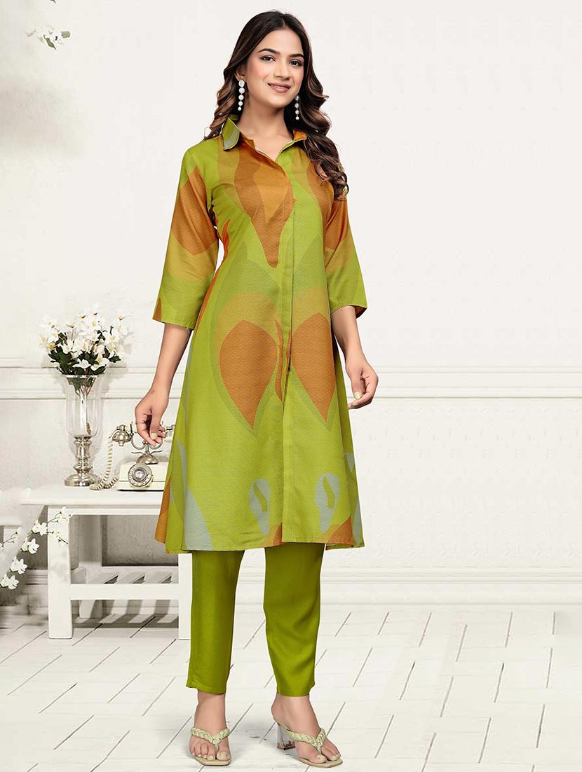 women printed three quarter sleeve ethnic co-ord set - 22041315 - Standard Image - 2
