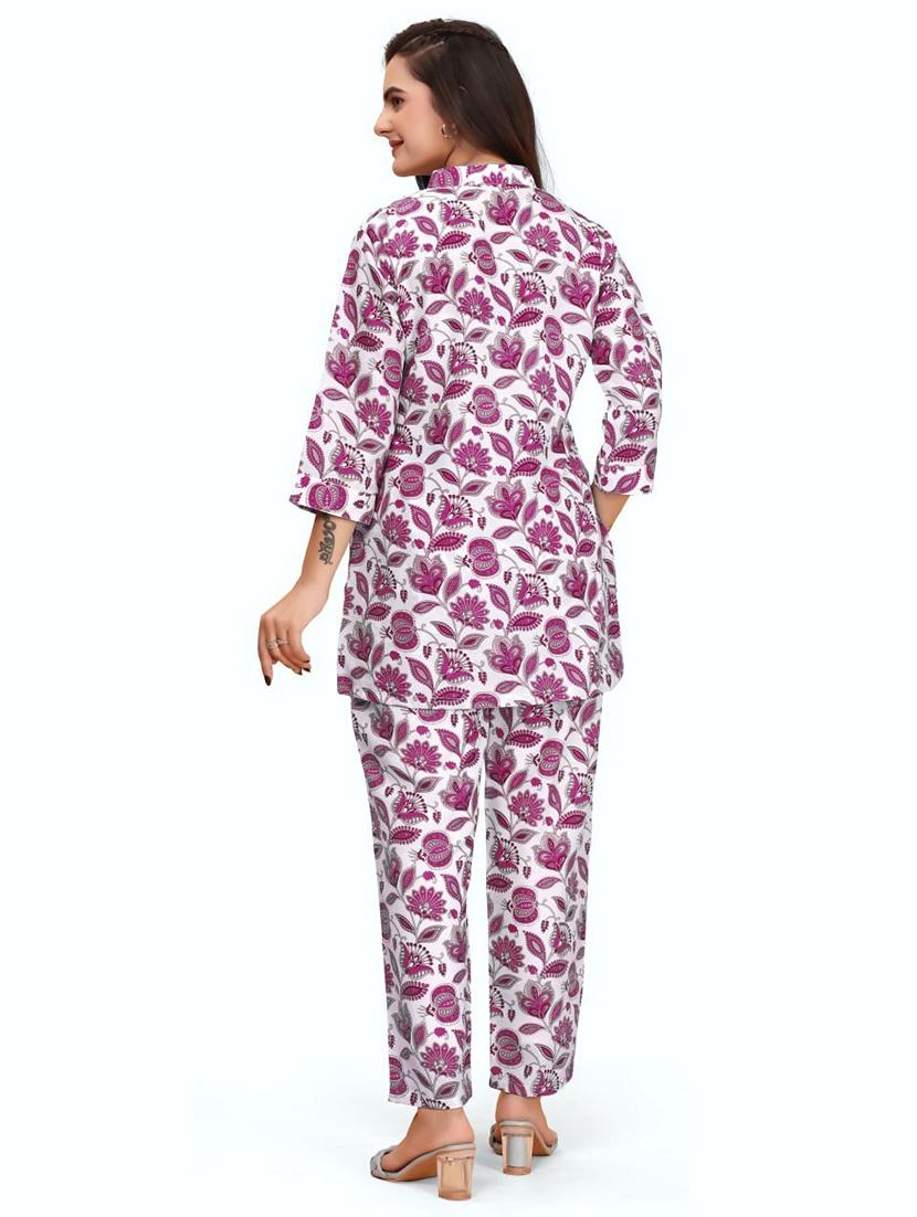 women printed three quarter sleeve ethnic co-ord set - 22041321 - Standard Image - 2