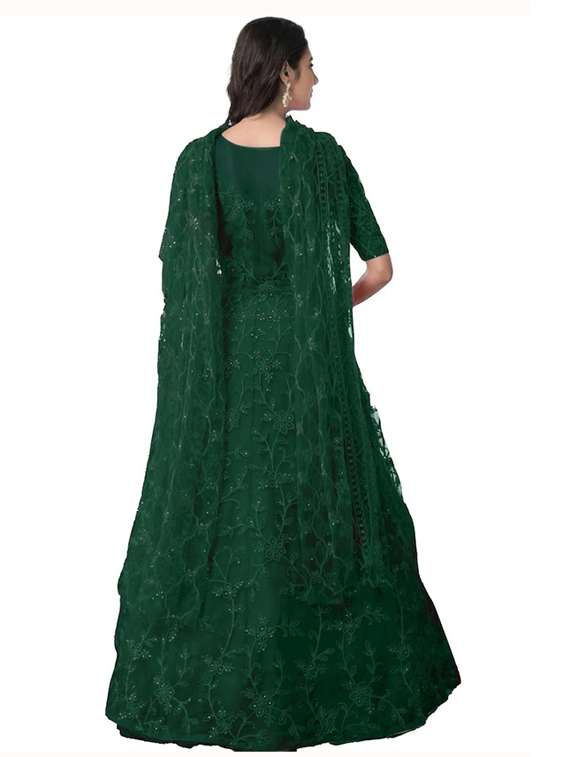 women embroidered fit & flare gown with dupatta - 22041331 - Standard Image - 2