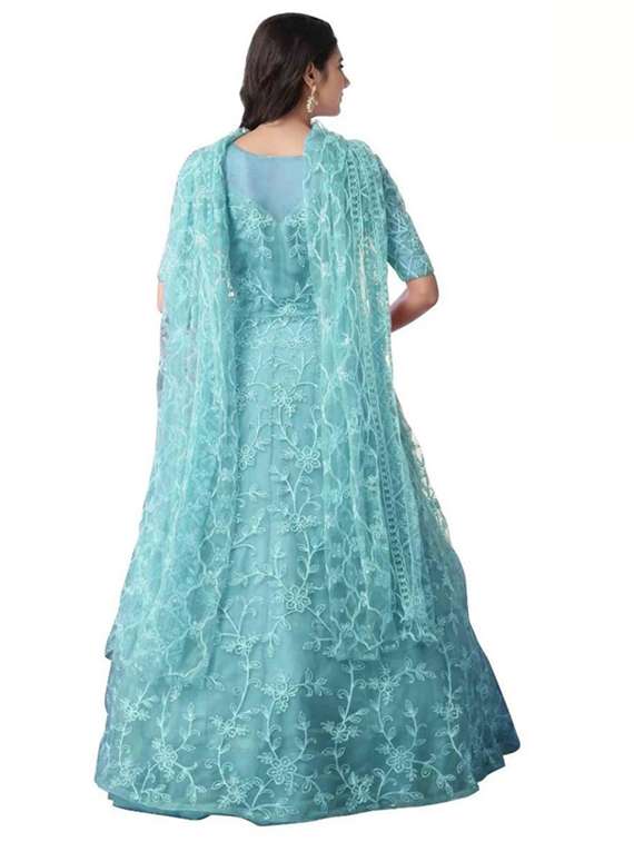 women embroidered fit & flare gown with dupatta - 22041334 - Standard Image - 2
