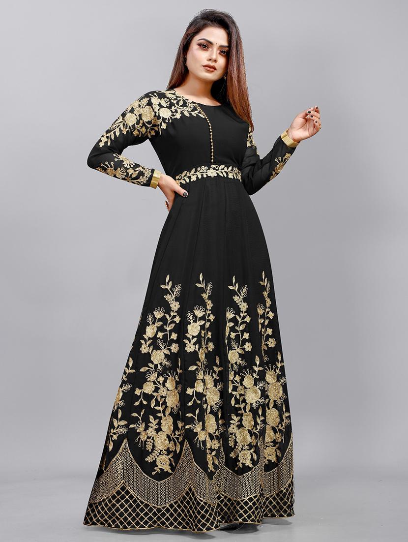 women embroidered fit & flare gown with dupatta - 22041347 - Standard Image - 2
