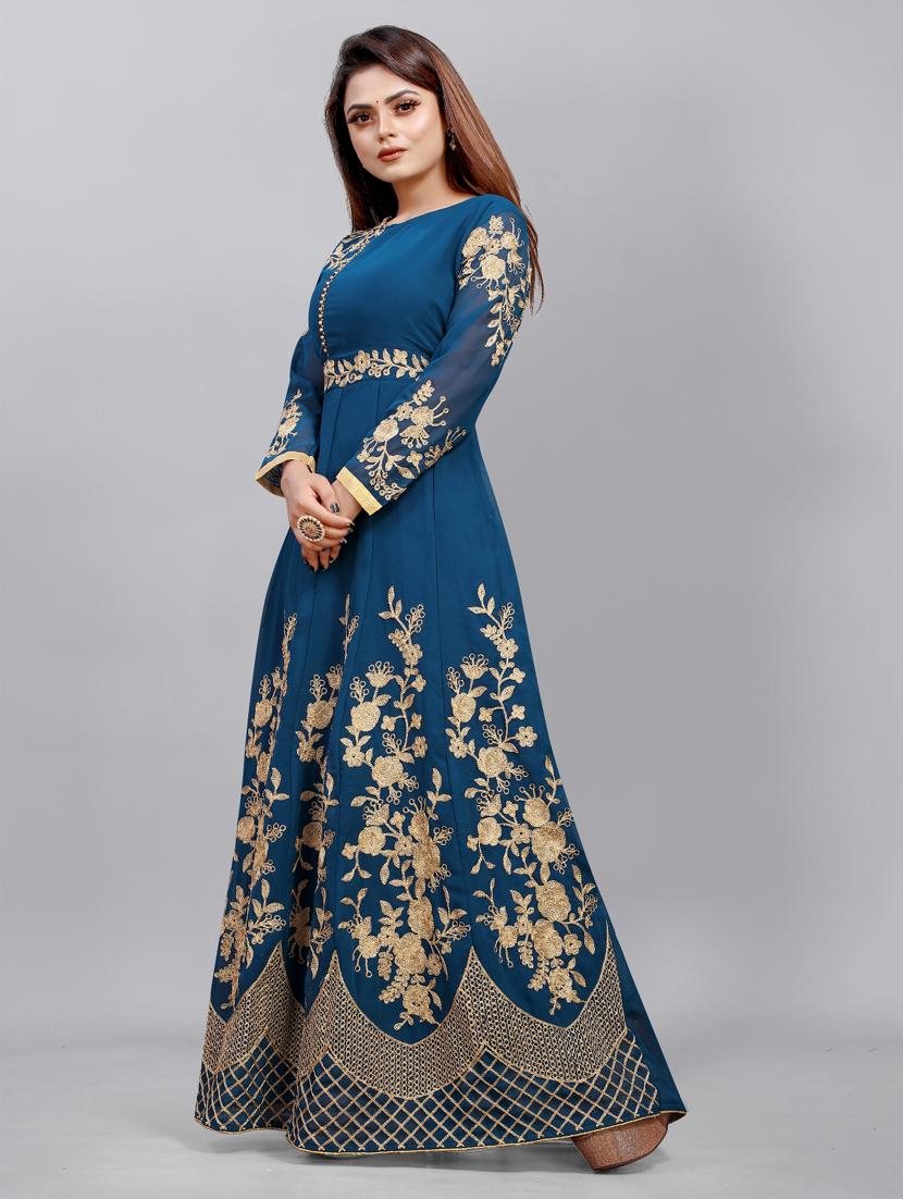 women embroidered fit & flare gown - 22041348 - Standard Image - 2