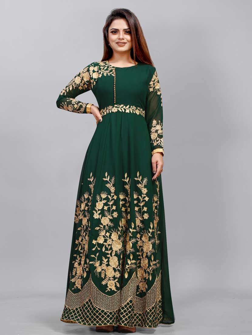 women embroidered fit & flare gown 
