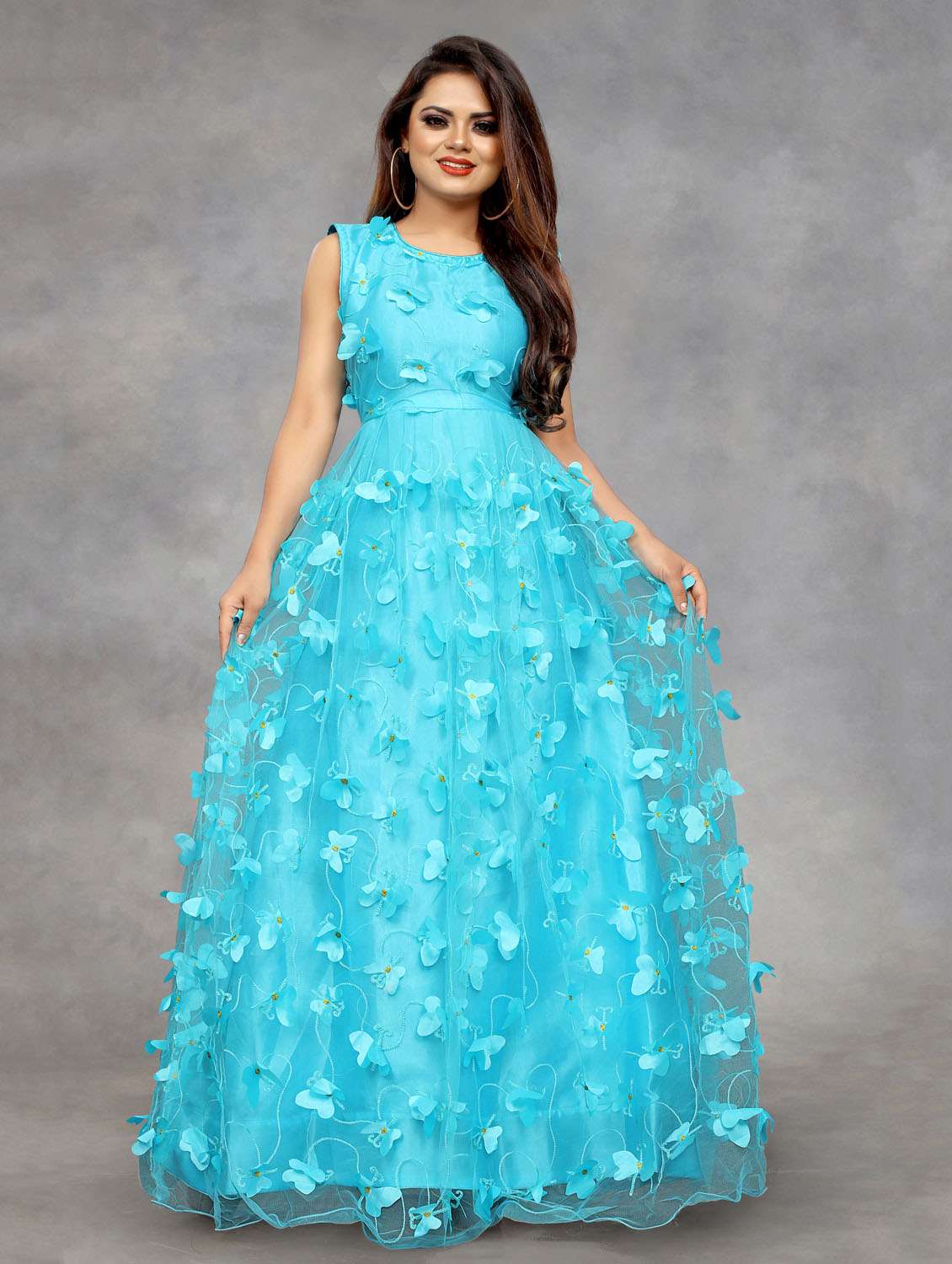 women self designed sleeveless fit & flare dress