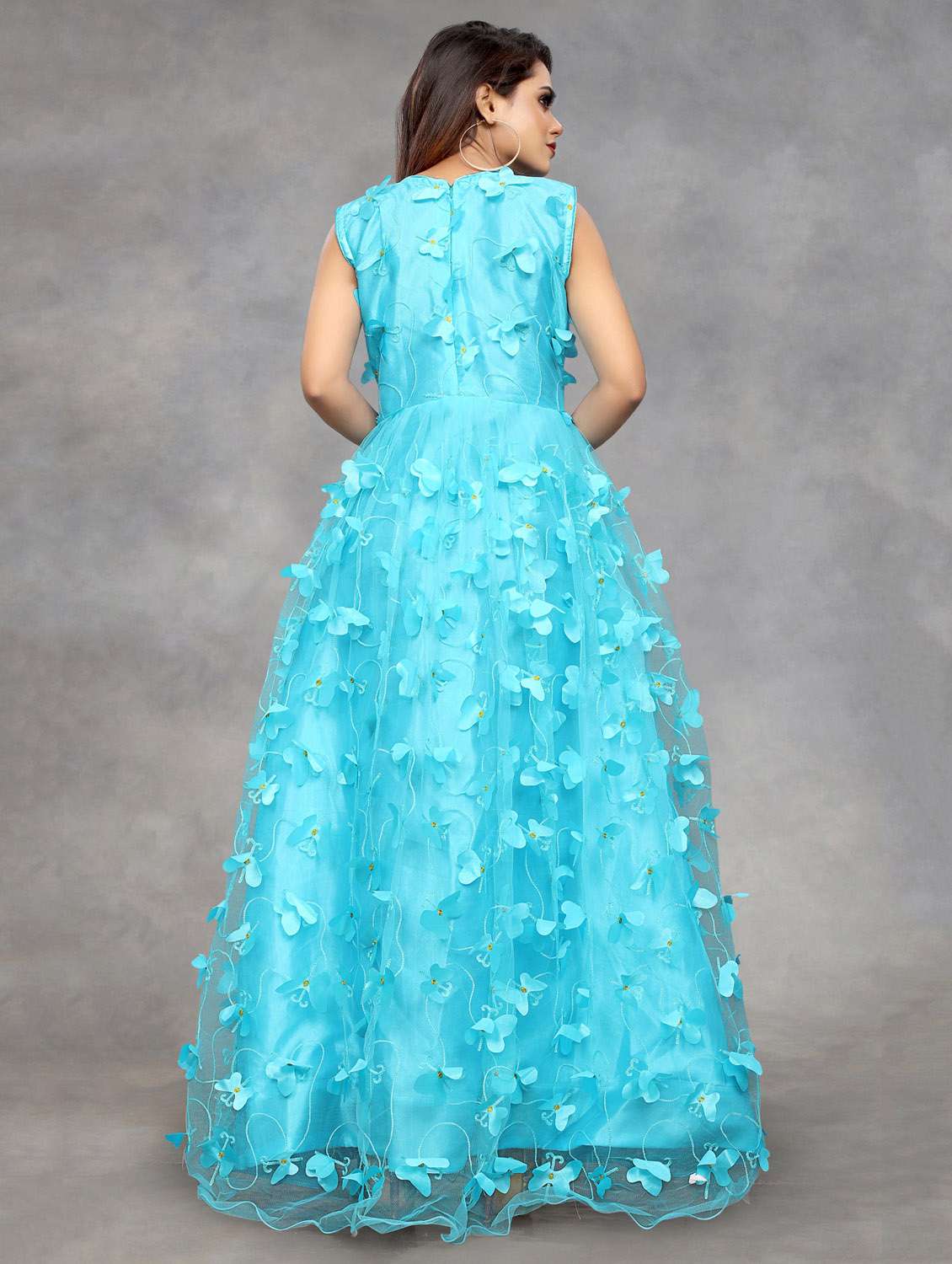women self designed sleeveless fit & flare dress - 22041353 - Standard Image - 2