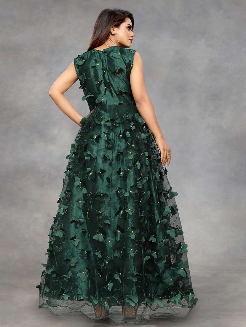 women self designed sleeveless fit & flare dress - 22041354 -  Standard Image - 2
