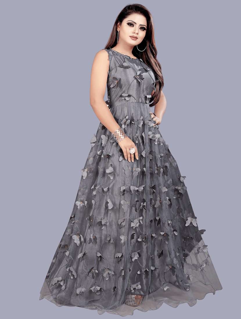 women self designed sleeveless fit & flare dress - 22041355 - Standard Image - 2