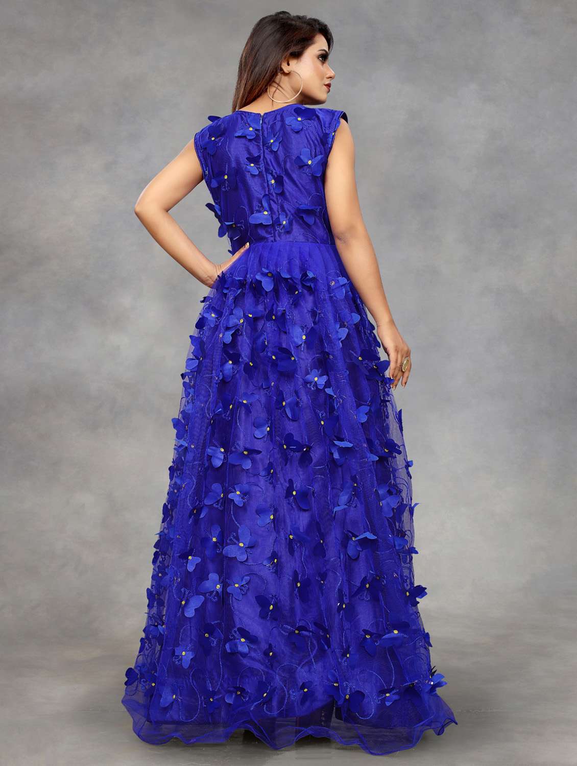 women self designed sleeveless fit & flare dress - 22041360 - Standard Image - 2