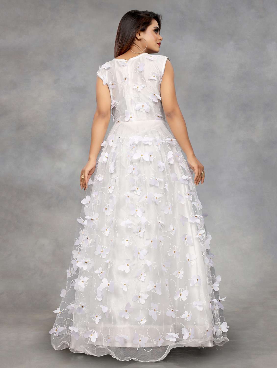 women self designed sleeveless fit & flare dress - 22041361 - Standard Image - 2