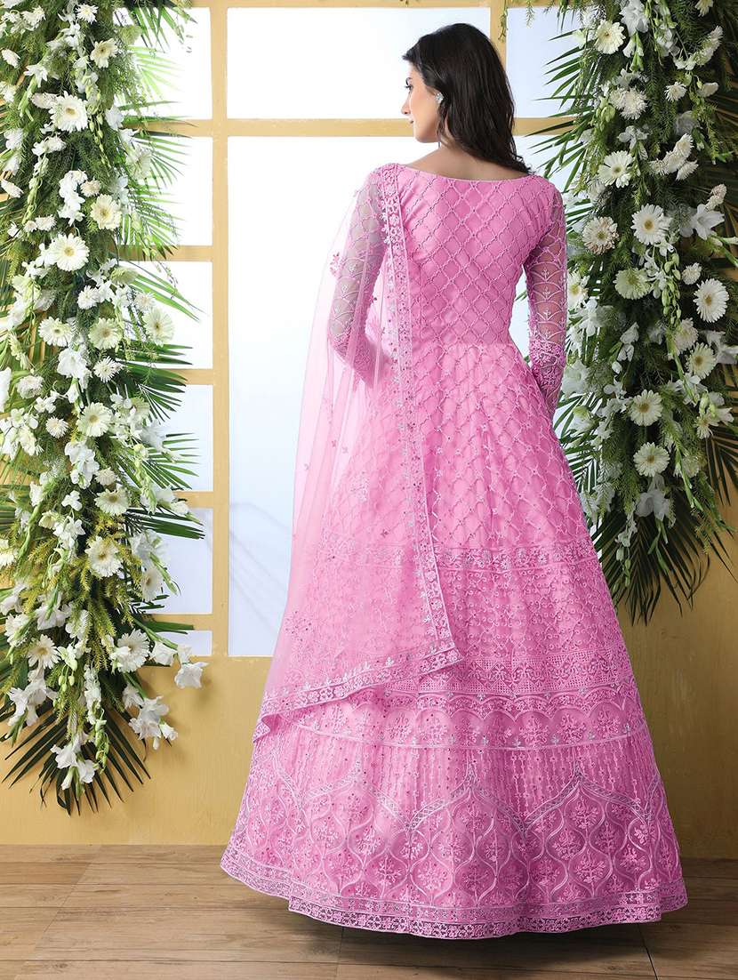 women embroidered fit & flare gown with dupatta - 22041364 - Standard Image - 2