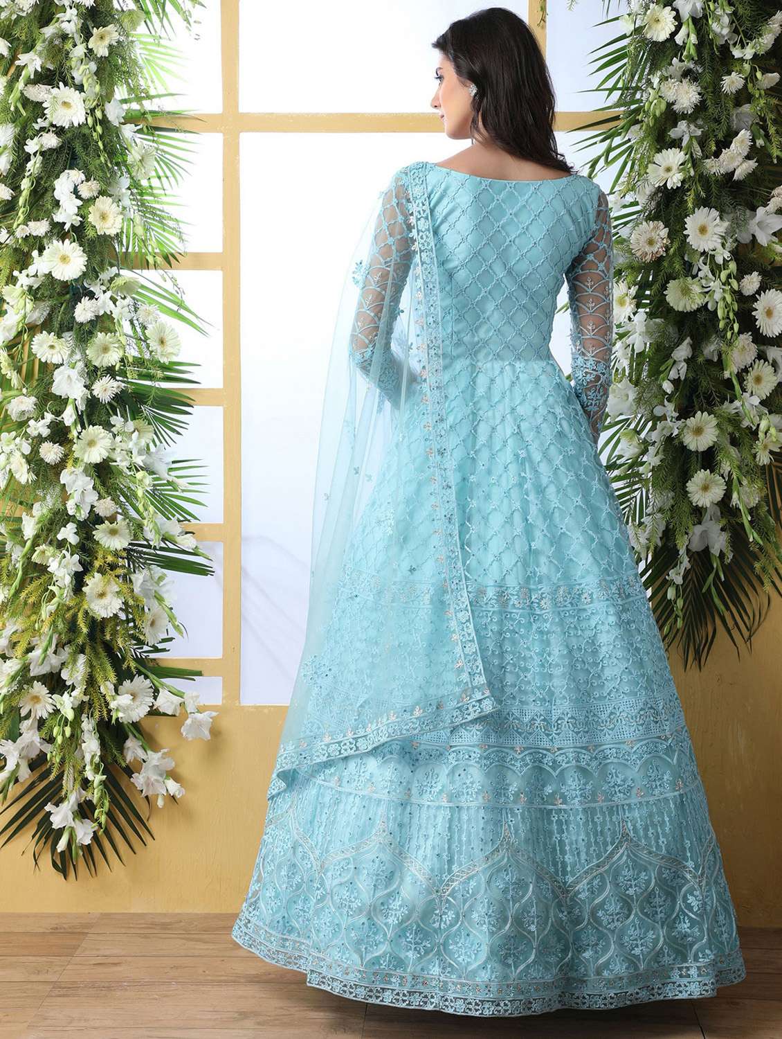 women embroidered fit & flare gown - 22041365 - Standard Image - 2