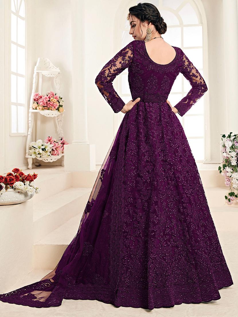 women embroidered fit & flare gown with dupatta - 22041366 - Standard Image - 2