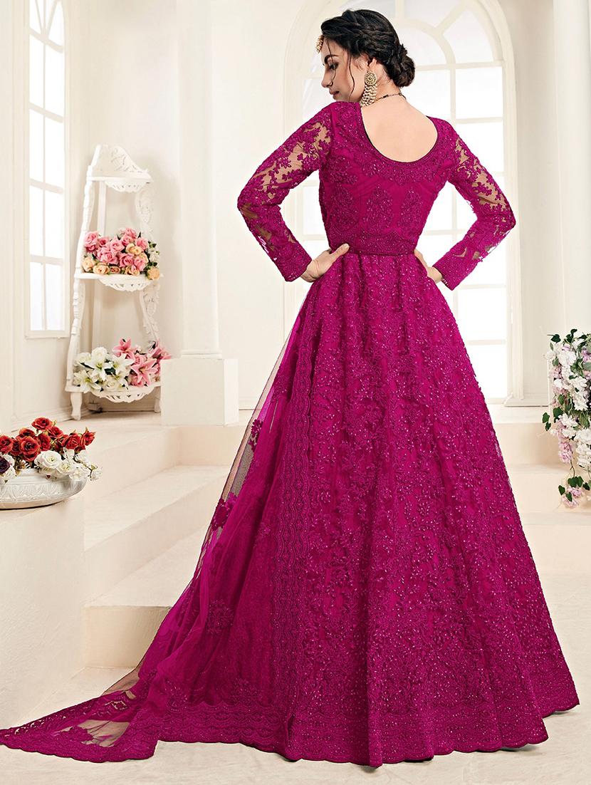 women embroidered fit & flare gown with dupatta - 22041369 - Standard Image - 2