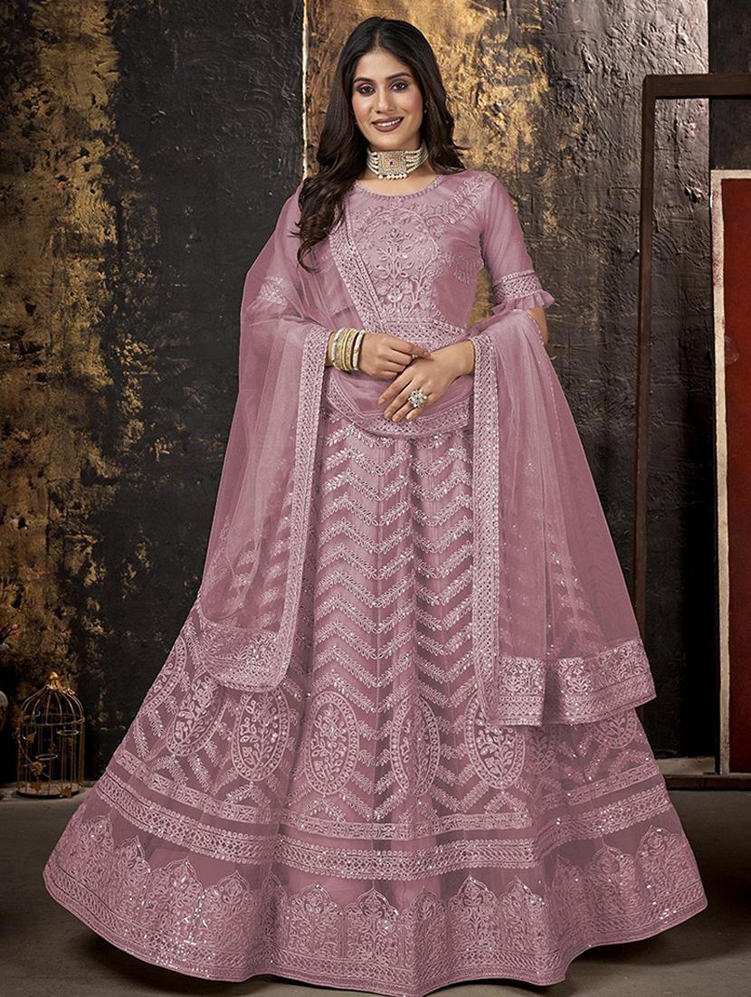 women embroidered fit & flare gown with dupatta - 22041372 - Standard Image - 2
