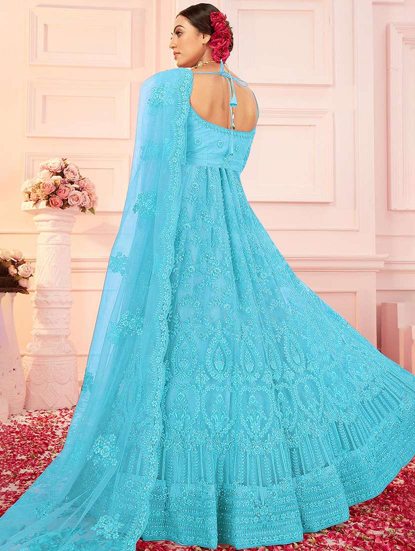 women embroidered fit & flare gown with dupatta - 22041375 - Standard Image - 2