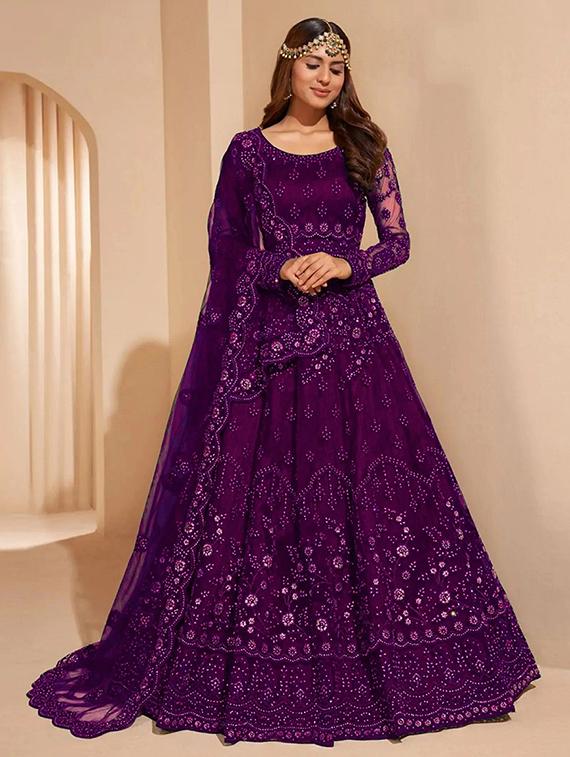 women embroidered fit & flare gown with dupatta - 22041385 - Zoom Image - 0