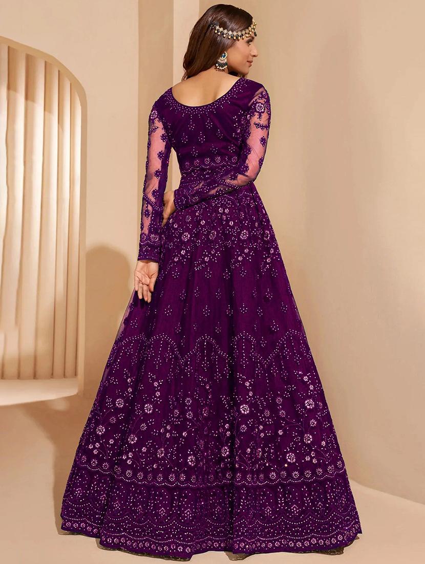 women embroidered fit & flare gown with dupatta - 22041385 - Standard Image - 2