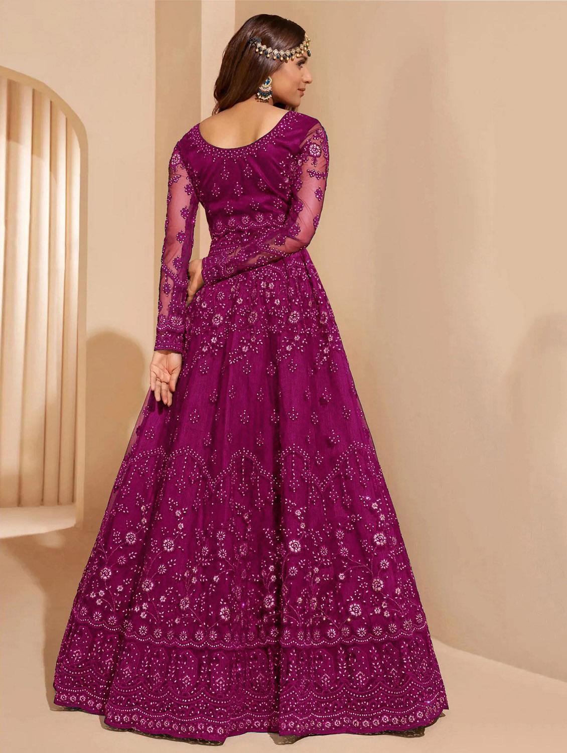 women embroidered fit & flare gown with dupatta - 22041387 - Standard Image - 2