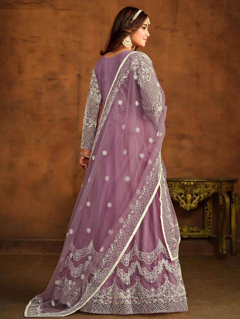 women embroidered fit & flare gown with dupatta - 22041388 -  Standard Image - 2