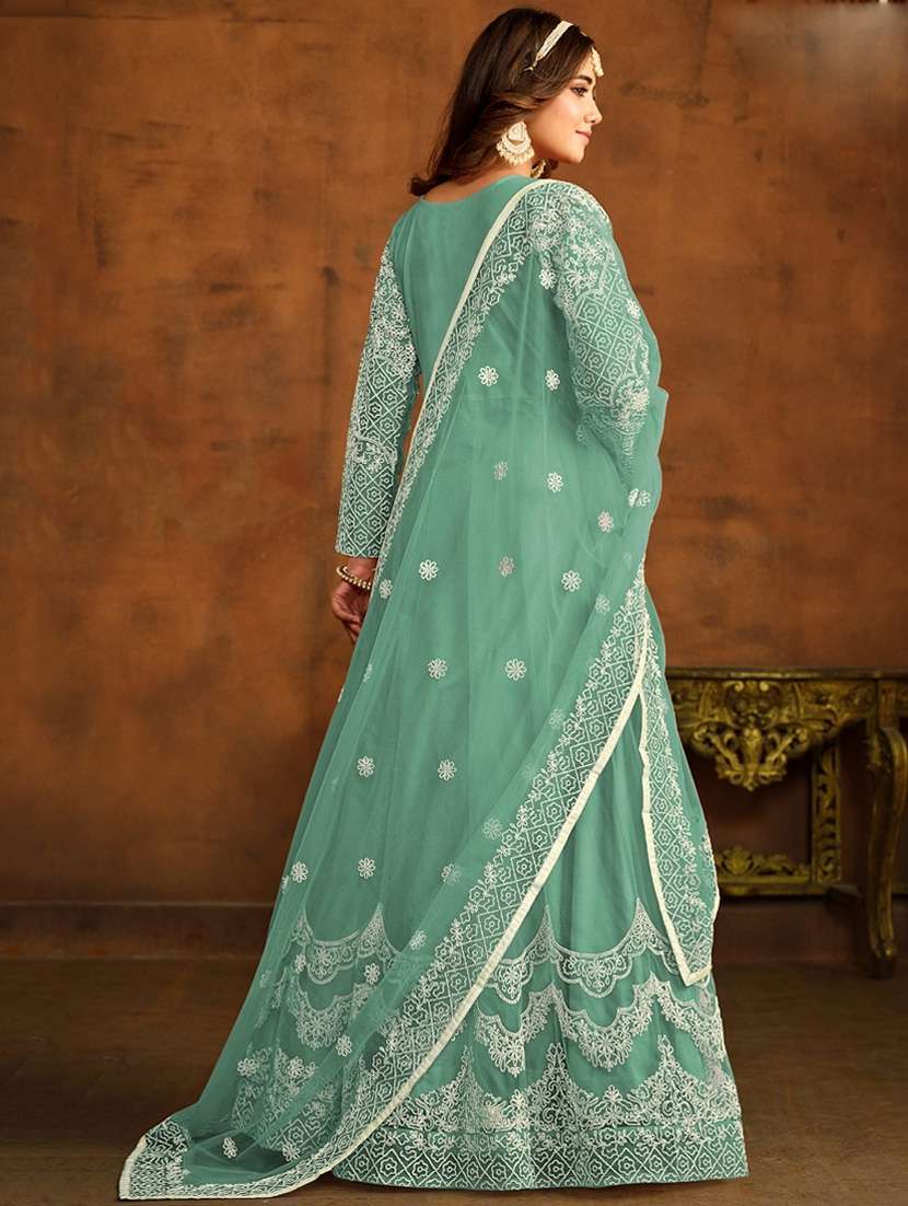 women embroidered fit & flare gown with dupatta - 22041389 -  Standard Image - 2