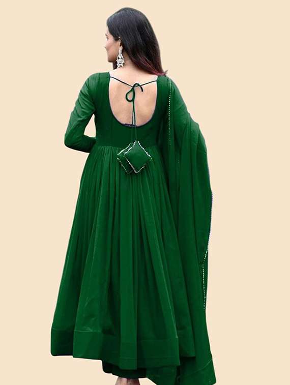 women solid long sleeve kurta dupatta set - 22041411 - Standard Image - 2