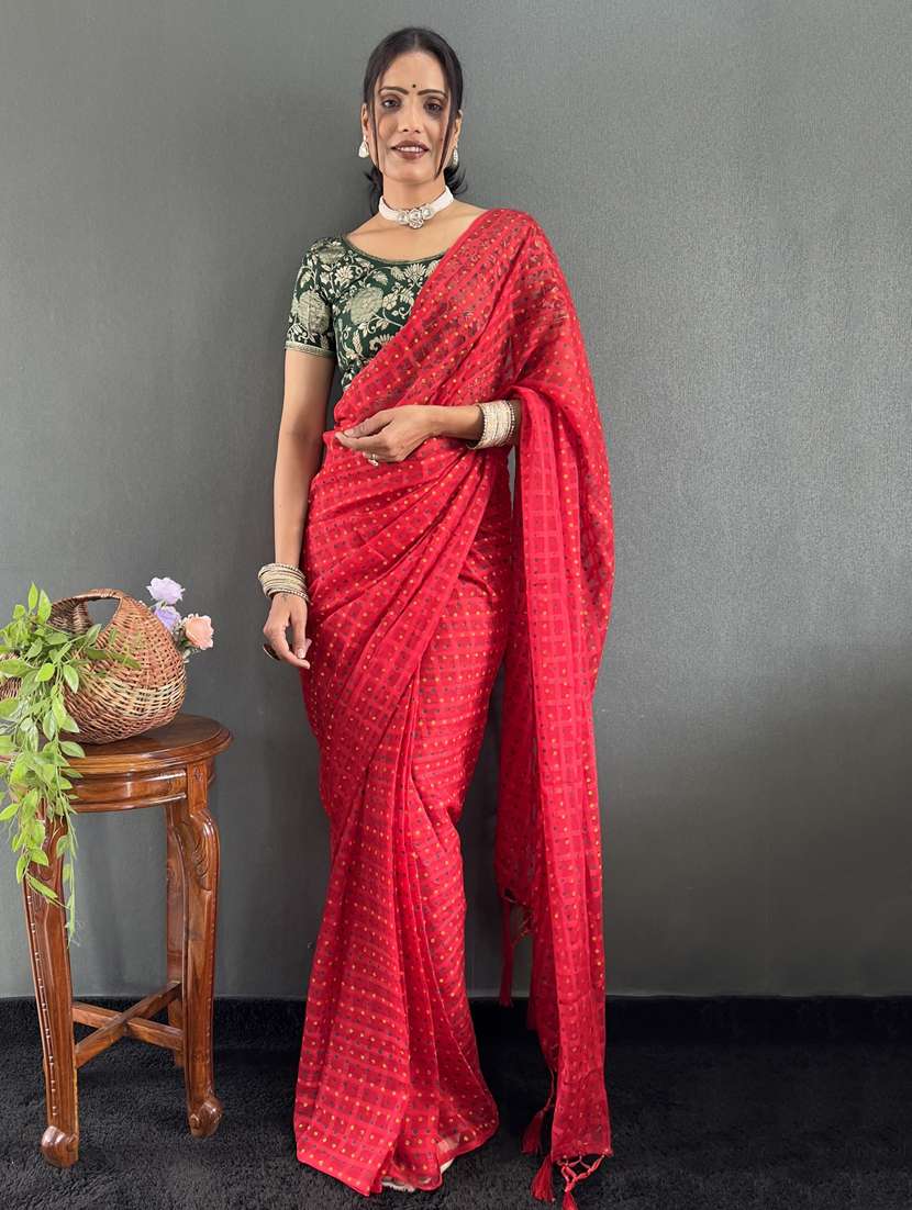 women bandhani printed saree with blouse - 22041435 - Zoom Image - 0