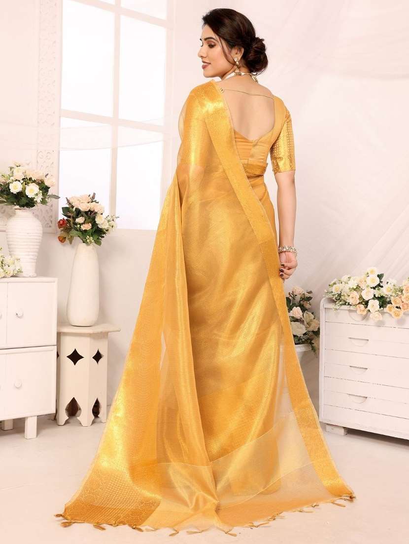 women solid with bordered saree with blouse - 22041439 - Standard Image - 2