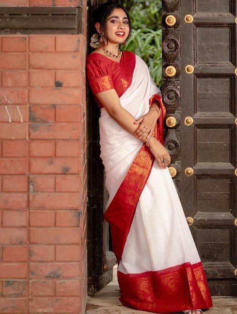 women solid with bordered saree with blouse - 22041465 - Standard Image - 2