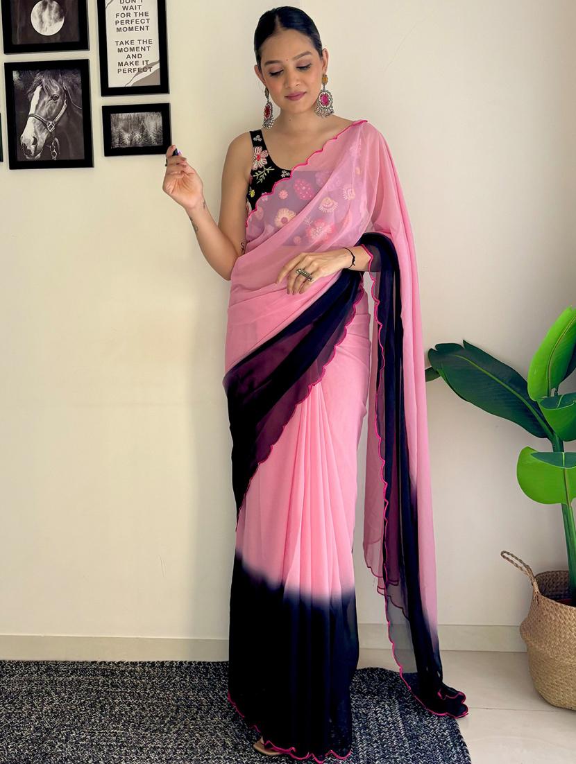 women ombre printed saree with blouse - 22041468 - Standard Image - 2