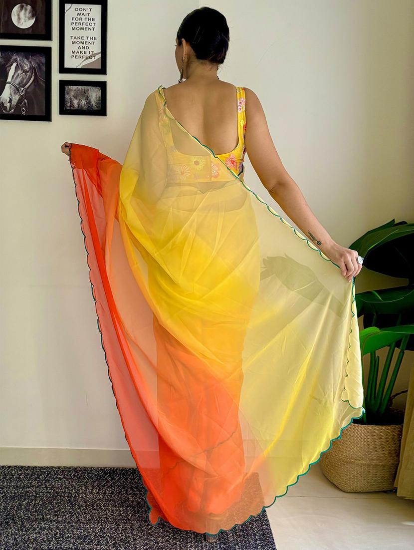 women ombre printed saree with blouse - 22041469 - Standard Image - 2