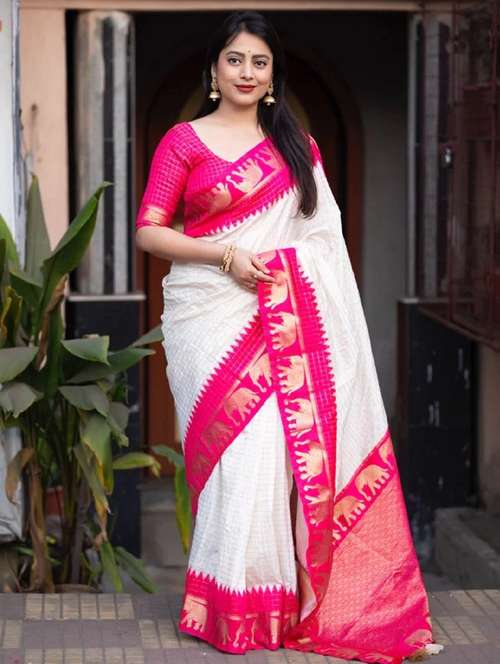women checkered bordered saree with blouse - 22041474 - Standard Image - 0