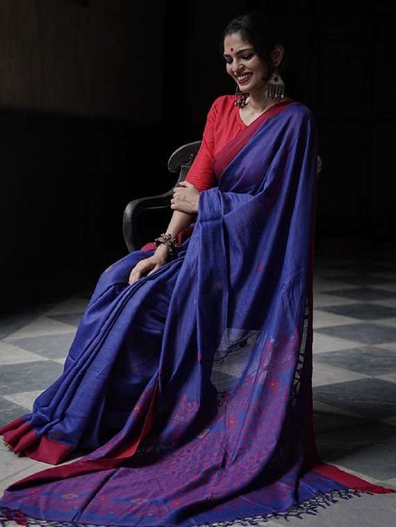 women self design chanderi saree with blouse - 22041476 -  Standard Image - 2