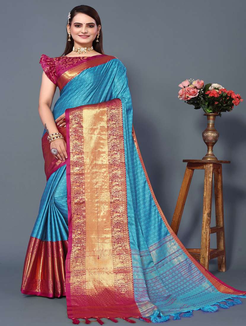 women self design bordered saree with blouse - 22041519 - Zoom Image - 0