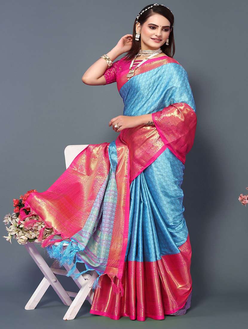 women self design bordered saree with blouse - 22041527 - Standard Image - 2