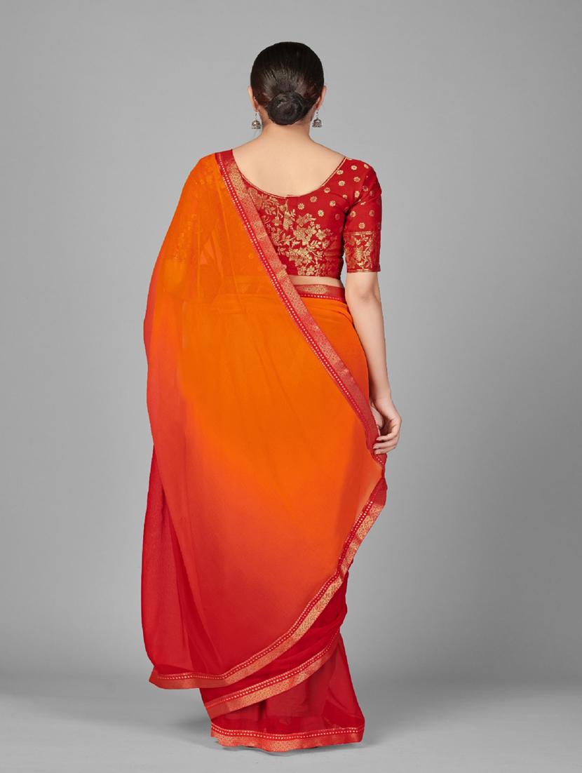 women ombre printed bordered saree with blouse - 22041550 - Standard Image - 2