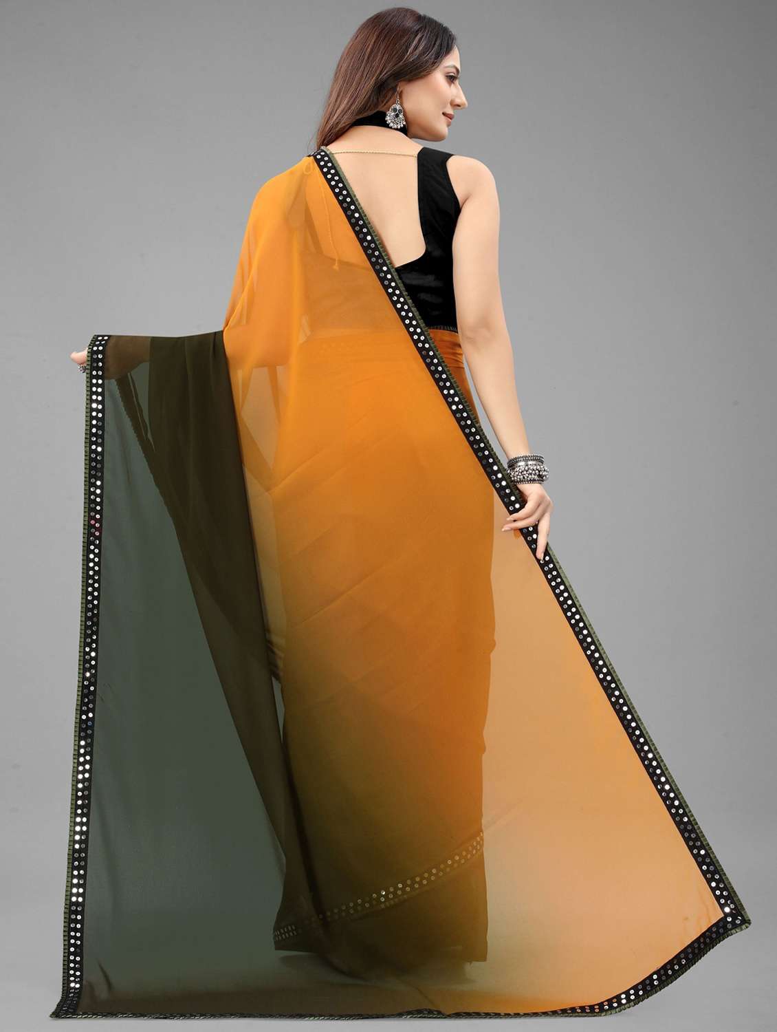 women ombre printed bordered saree with blouse - 22041576 - Standard Image - 2