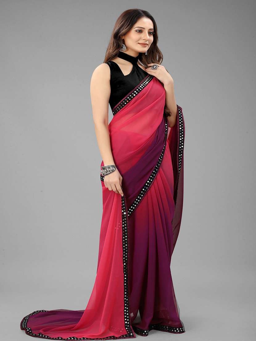 women ombre printed bordered saree with blouse - 22041578 - Standard Image - 2