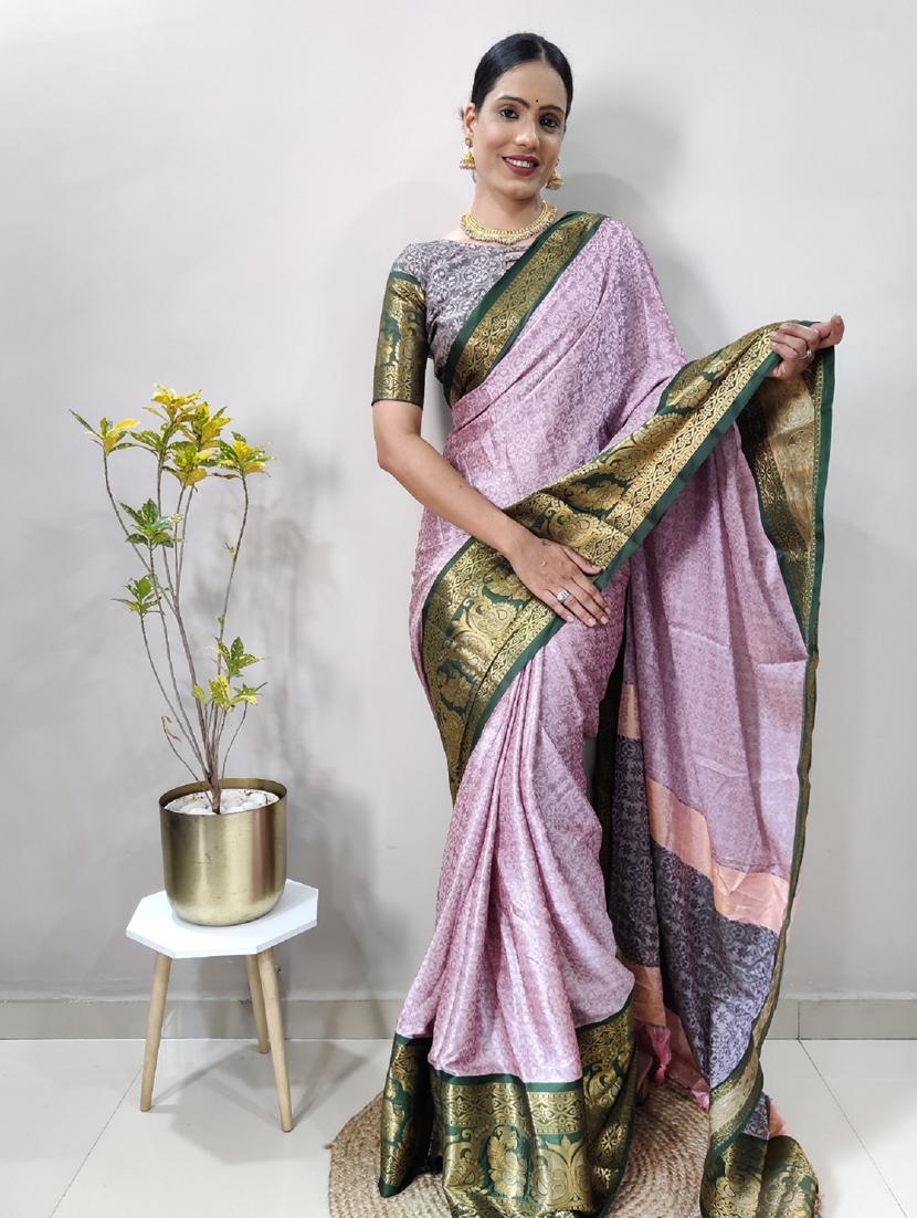 women self design bordered saree with blouse - 22041584 - Standard Image - 2
