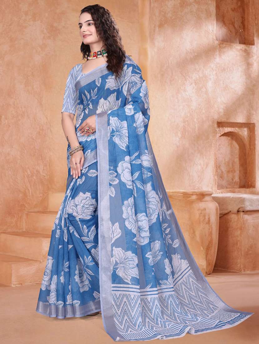 women printed casual wear saree with blouse - 22041598 -  Standard Image - 2