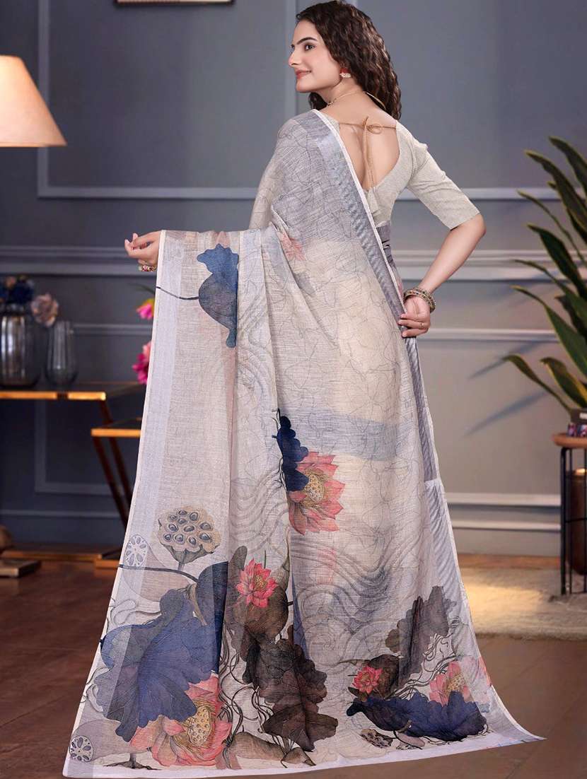 women printed casual wear saree with blouse - 22041599 -  Standard Image - 2